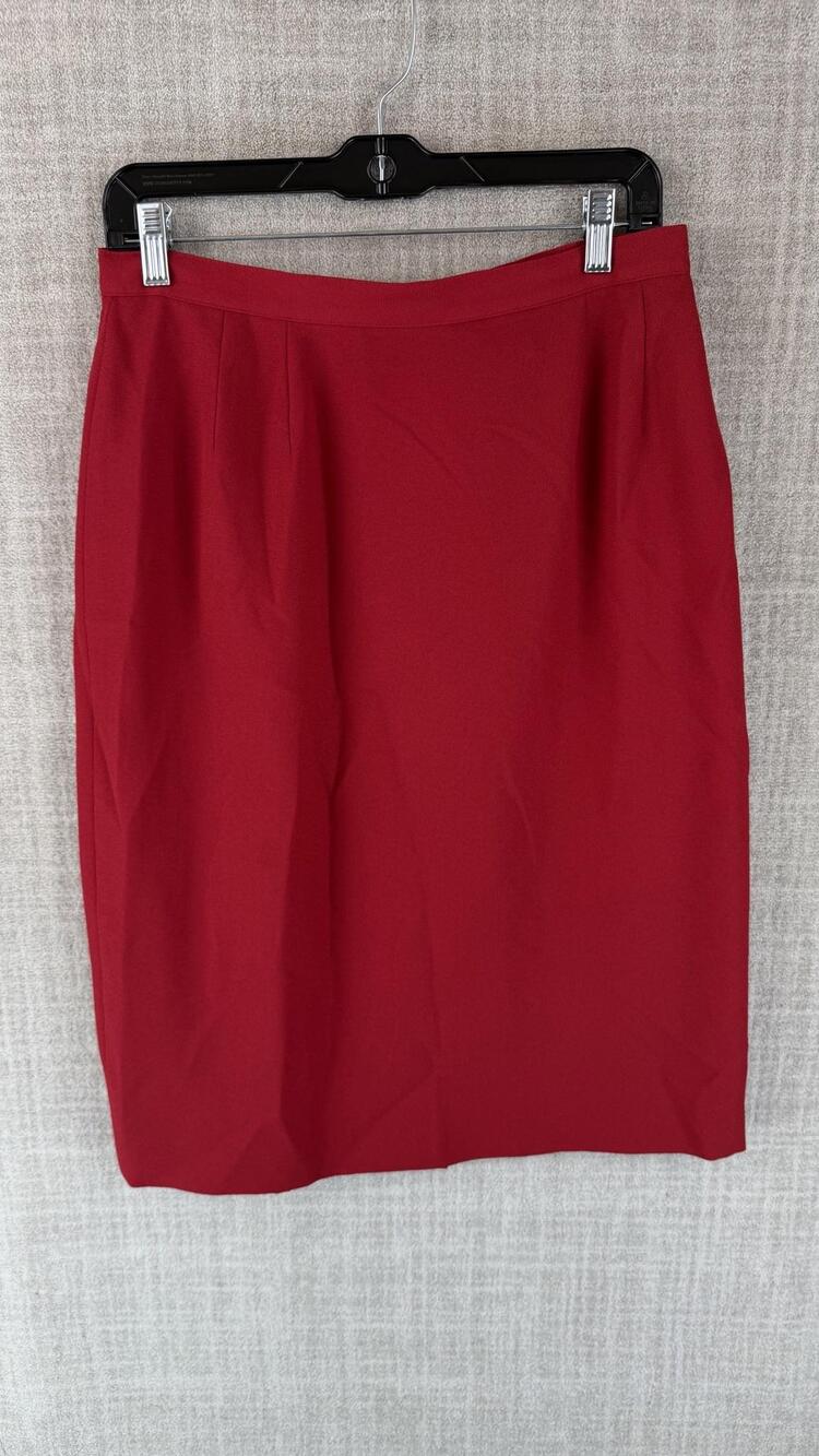 Kasper Skirt Womens 12 Red Straight & Pencil Knee Length Lined Zip Workwear